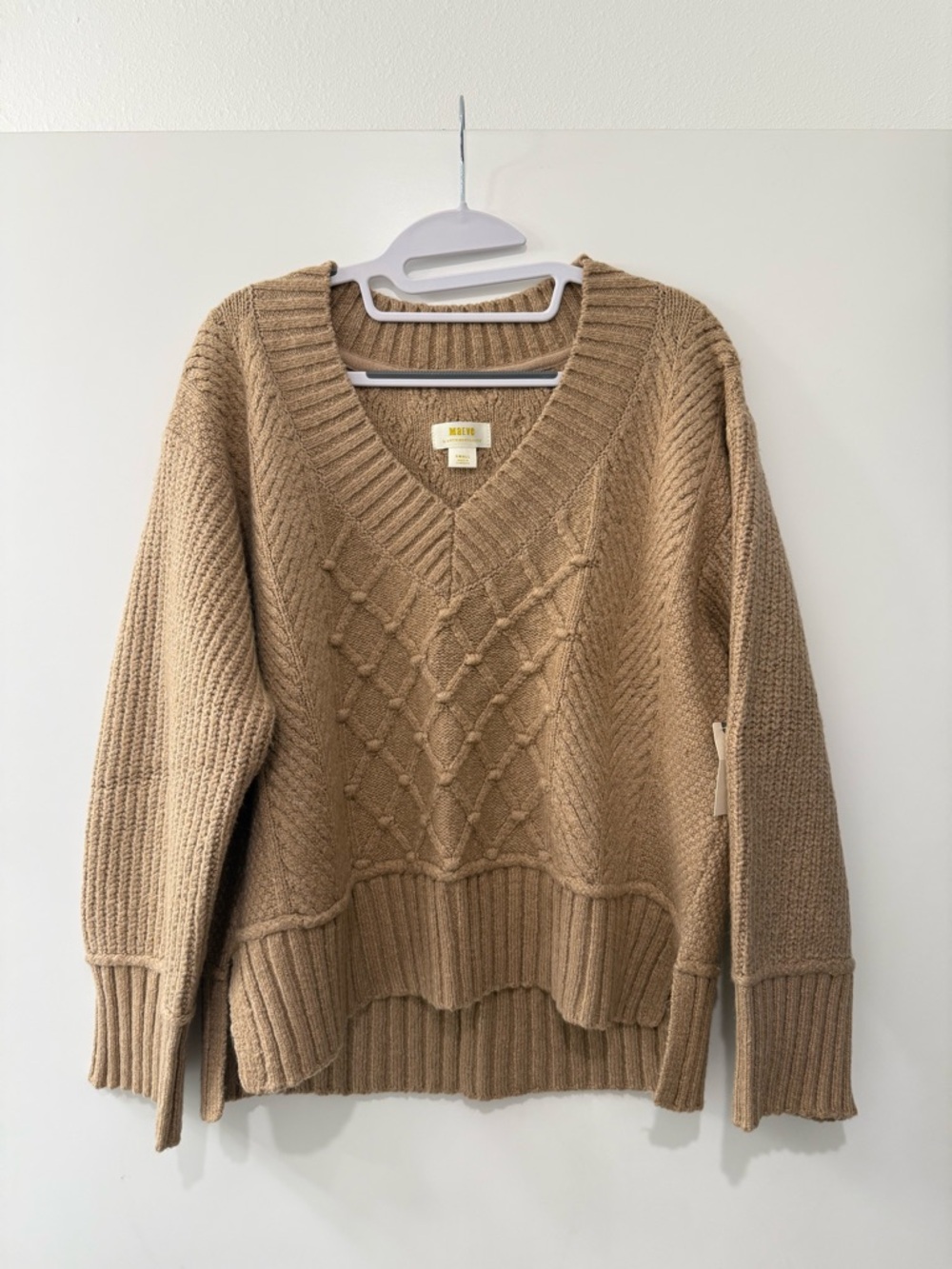 Anthropologie Maeve V-Neck Cable Knit Sweater NWT